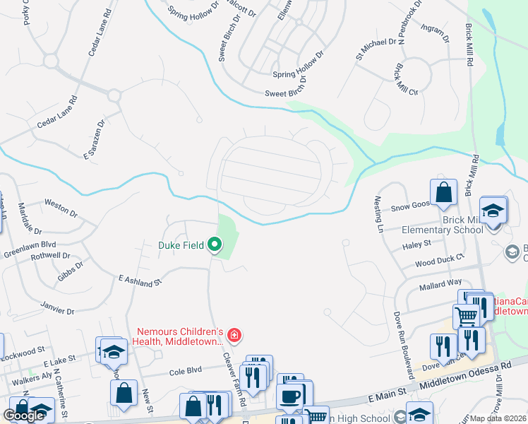 map of restaurants, bars, coffee shops, grocery stores, and more near 331 Hostetter Boulevard in Middletown