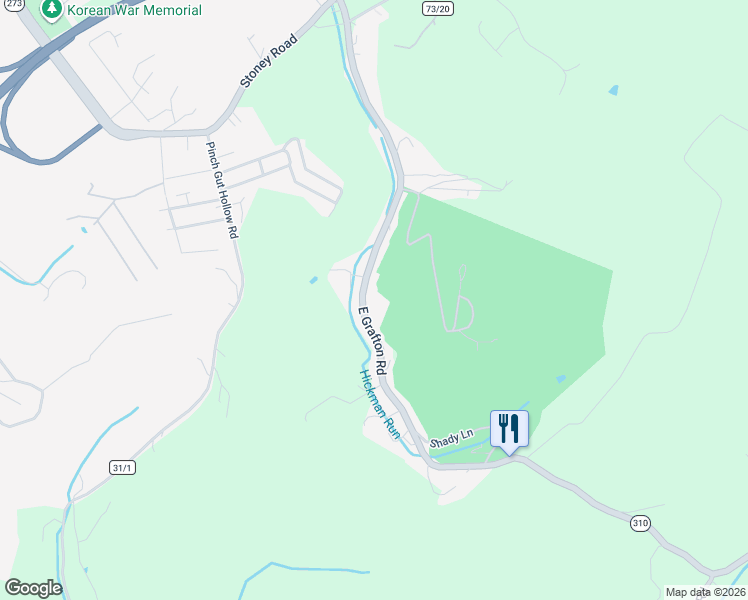 map of restaurants, bars, coffee shops, grocery stores, and more near 510 East Grafton Road in Fairmont