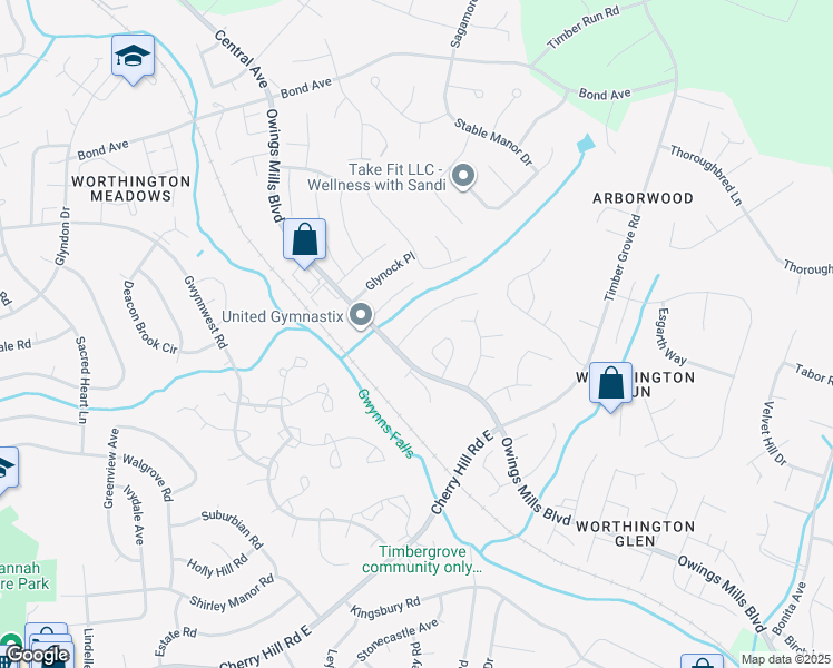 map of restaurants, bars, coffee shops, grocery stores, and more near 619 Saint Georges Station Road in Reisterstown