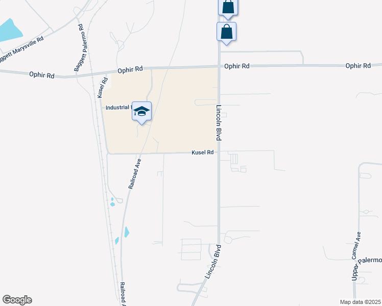 map of restaurants, bars, coffee shops, grocery stores, and more near Kusel Road in Oroville