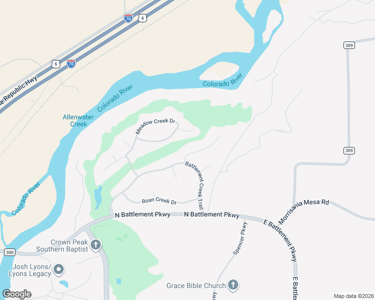 map of restaurants, bars, coffee shops, grocery stores, and more near 51 Boulder Ridge Drive in Parachute