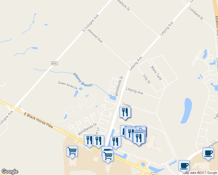 map of restaurants, bars, coffee shops, grocery stores, and more near 3108 Jasmine Court in Hamilton Township