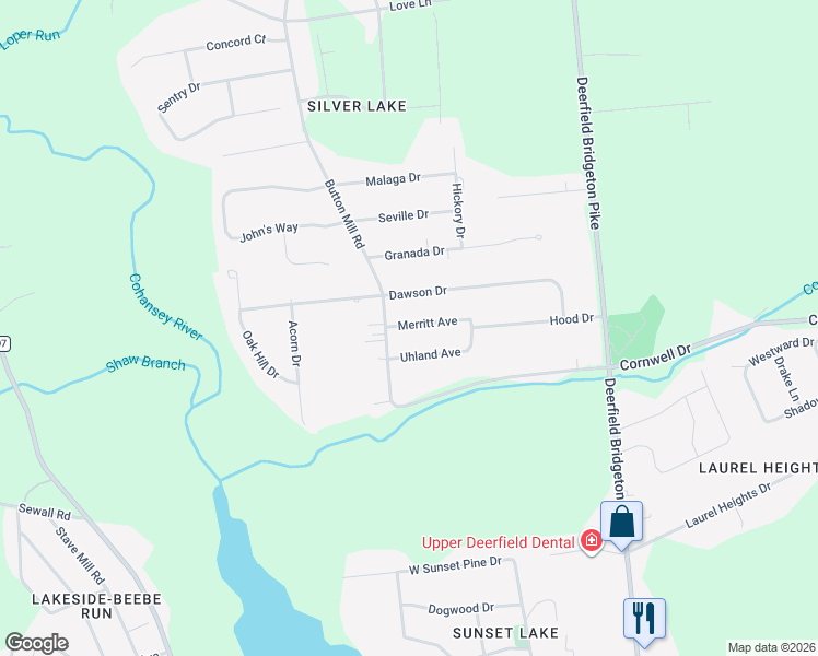 map of restaurants, bars, coffee shops, grocery stores, and more near 20 Merritt Avenue in Bridgeton