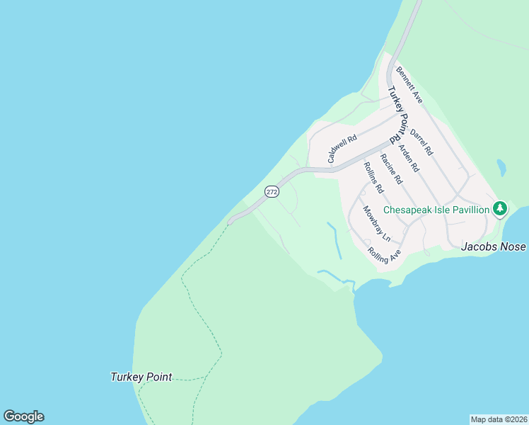 map of restaurants, bars, coffee shops, grocery stores, and more near 5400 Turkey Point Road in North East