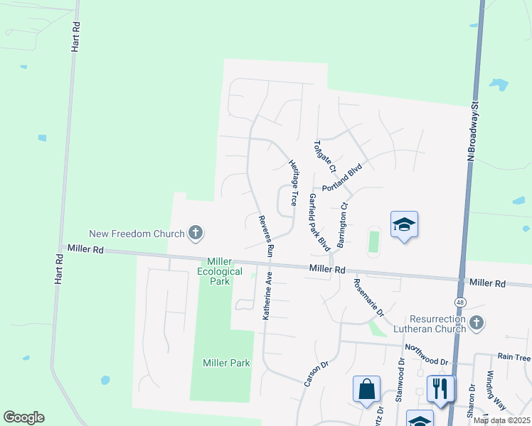 map of restaurants, bars, coffee shops, grocery stores, and more near 1048 Reveres Run in Lebanon