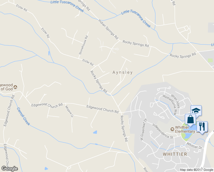 map of restaurants, bars, coffee shops, grocery stores, and more near 8315 Rocky Springs Road in Frederick