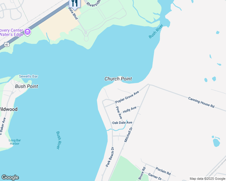 map of restaurants, bars, coffee shops, grocery stores, and more near 1702 Church Point Court in Aberdeen
