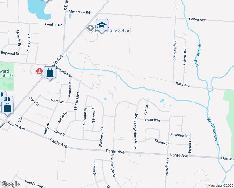 map of restaurants, bars, coffee shops, grocery stores, and more near 1535 Bear Branch Court in Vineland