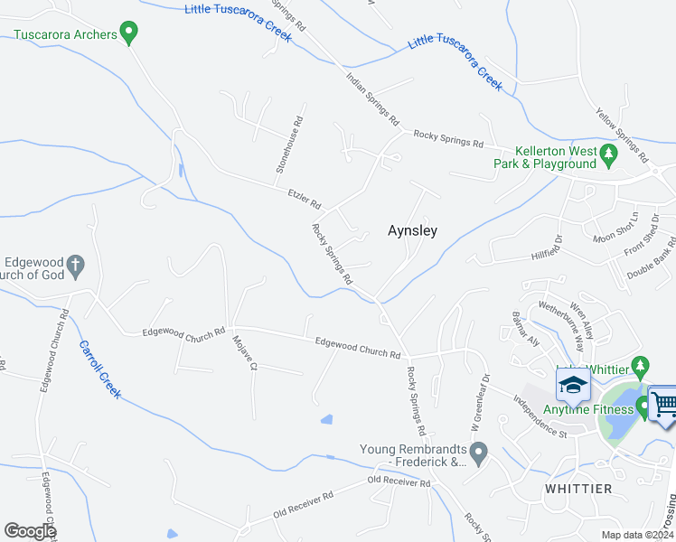 map of restaurants, bars, coffee shops, grocery stores, and more near 8354 Rocky Springs Road in Frederick