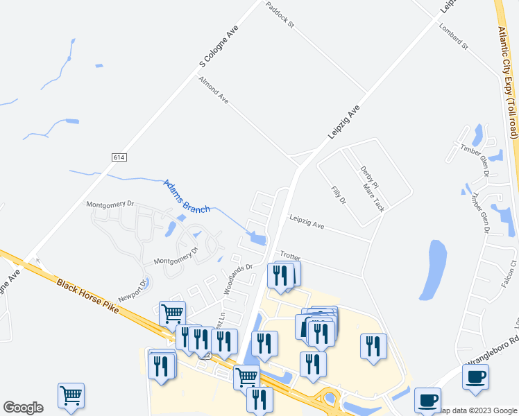 map of restaurants, bars, coffee shops, grocery stores, and more near 3226 Juniper Court in Hamilton Township