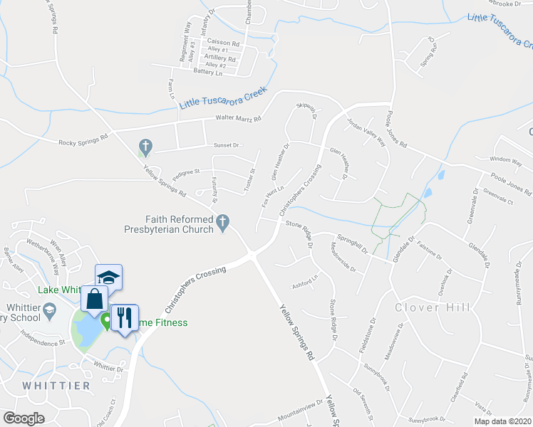 map of restaurants, bars, coffee shops, grocery stores, and more near 8193 Stone Ridge Drive in Frederick