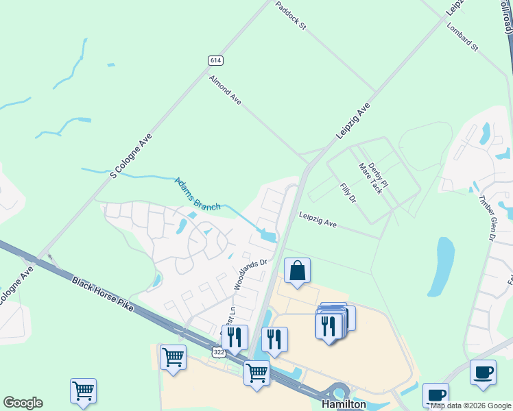 map of restaurants, bars, coffee shops, grocery stores, and more near 3225 Juniper Court in Hamilton