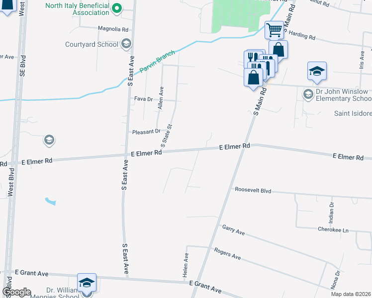 map of restaurants, bars, coffee shops, grocery stores, and more near 819 East Elmer Road in Vineland