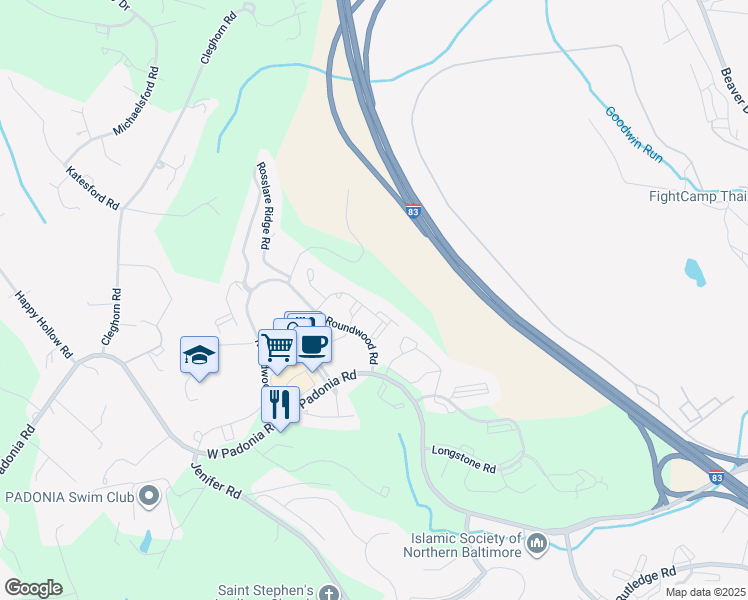 map of restaurants, bars, coffee shops, grocery stores, and more near 512 Limerick Circle in Lutherville-Timonium