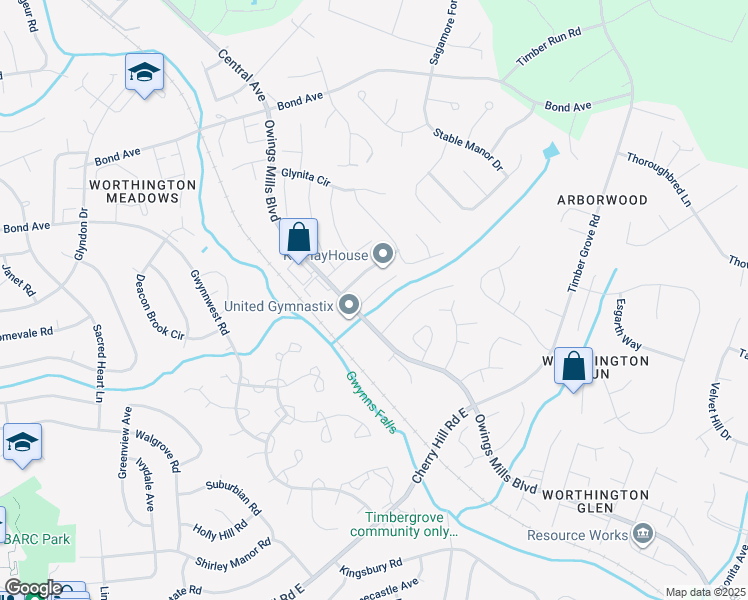 map of restaurants, bars, coffee shops, grocery stores, and more near 17 Craftsman Court in Reisterstown