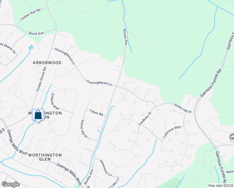 map of restaurants, bars, coffee shops, grocery stores, and more near 4 Jenner Court in Owings Mills