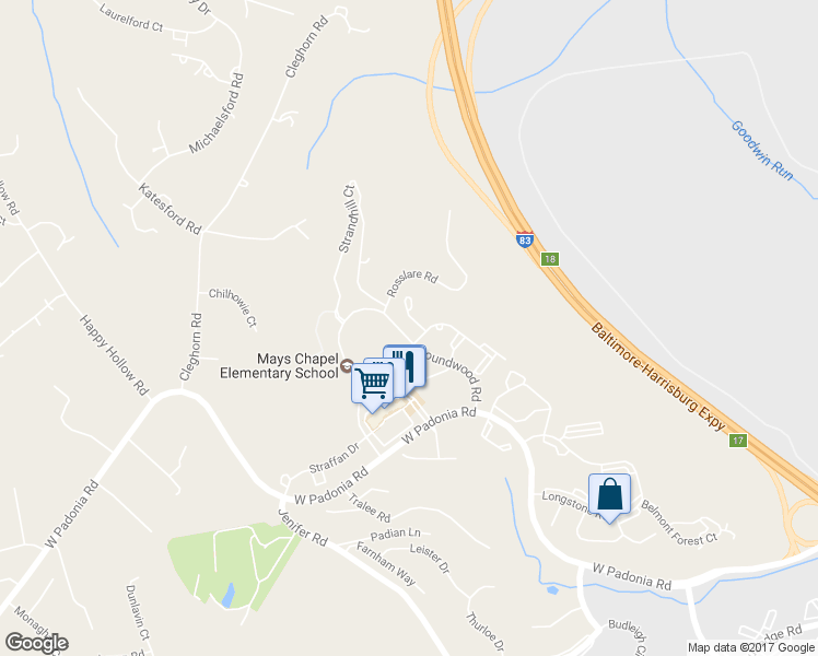 map of restaurants, bars, coffee shops, grocery stores, and more near 10 Fern Court in Lutherville-Timonium