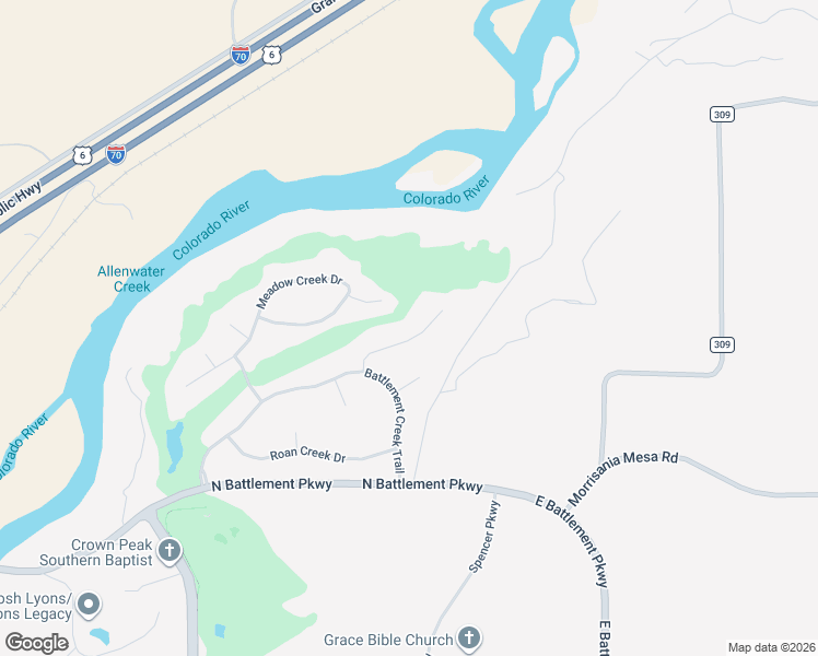 map of restaurants, bars, coffee shops, grocery stores, and more near 143 Boulder Ridge Drive in Battlement Mesa