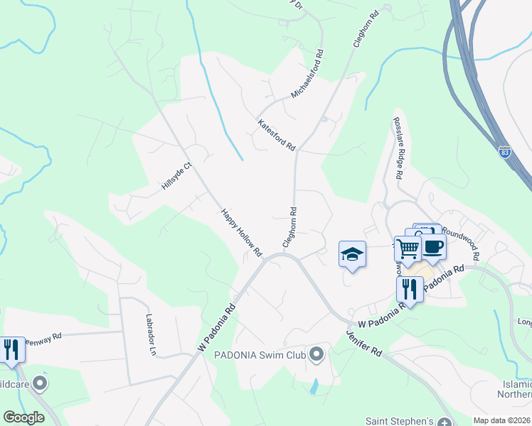 map of restaurants, bars, coffee shops, grocery stores, and more near 736 West Padonia Road in Cockeysville