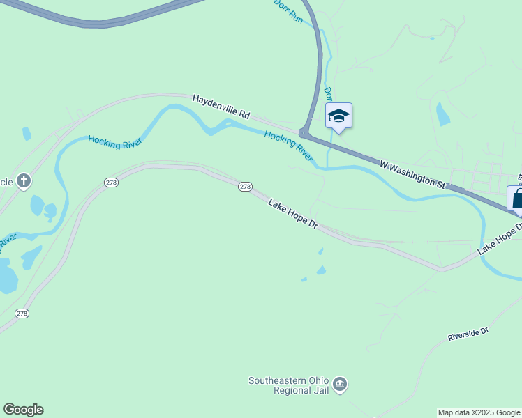 map of restaurants, bars, coffee shops, grocery stores, and more near 1475 Ohio 278 in Nelsonville