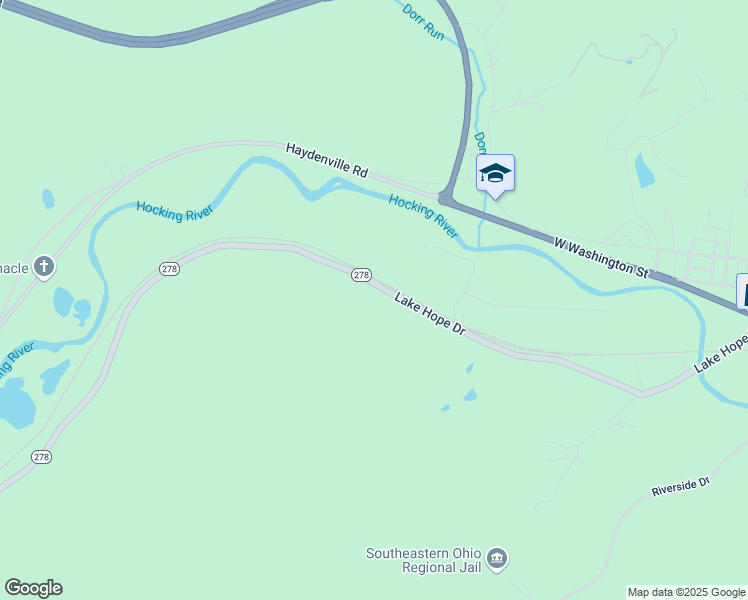 map of restaurants, bars, coffee shops, grocery stores, and more near 1475 Ohio 278 in Nelsonville