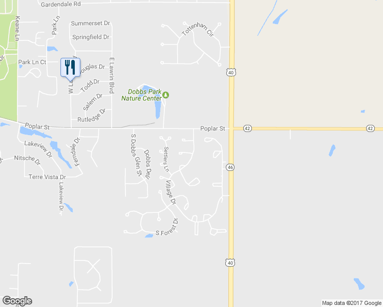 map of restaurants, bars, coffee shops, grocery stores, and more near 5295 Flintlock Court in Terre Haute