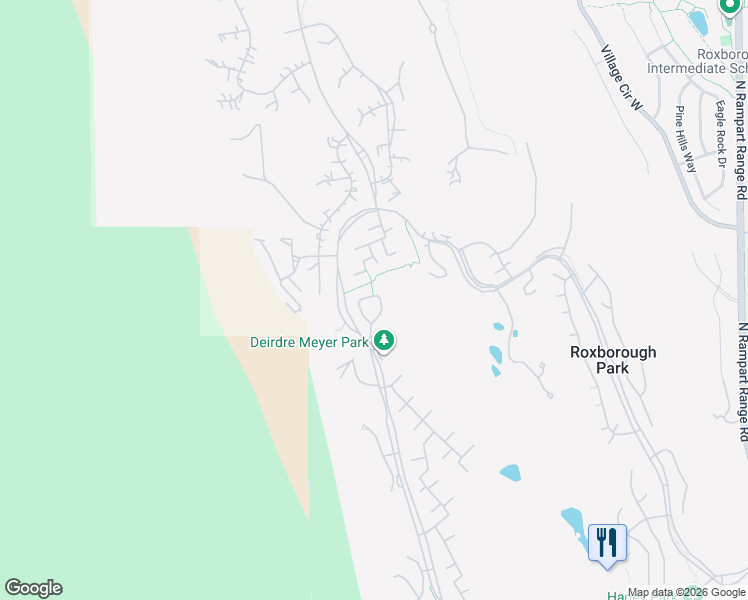 map of restaurants, bars, coffee shops, grocery stores, and more near 6815 Raspberry Run in Littleton
