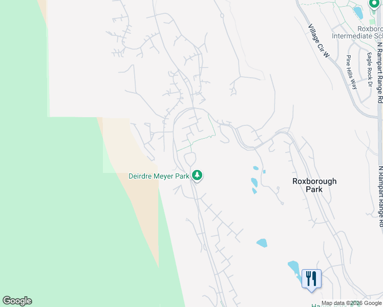 map of restaurants, bars, coffee shops, grocery stores, and more near 6815 Raspberry Run in Littleton