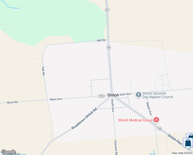 map of restaurants, bars, coffee shops, grocery stores, and more near 30 Davis Avenue in Shiloh
