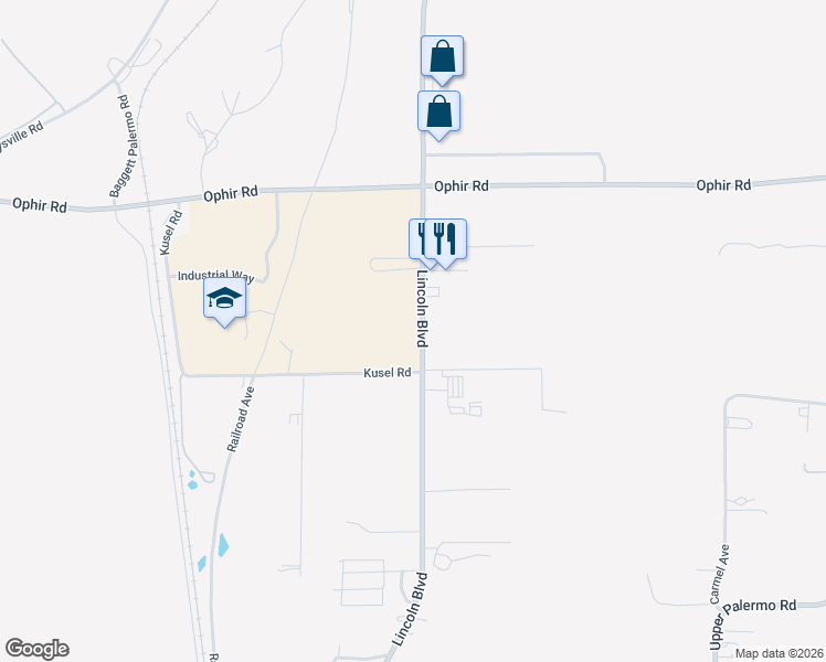 map of restaurants, bars, coffee shops, grocery stores, and more near 6160 Lincoln Boulevard in Oroville
