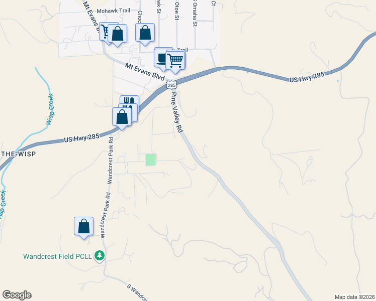 map of restaurants, bars, coffee shops, grocery stores, and more near 13831 County Road 126 in Pine