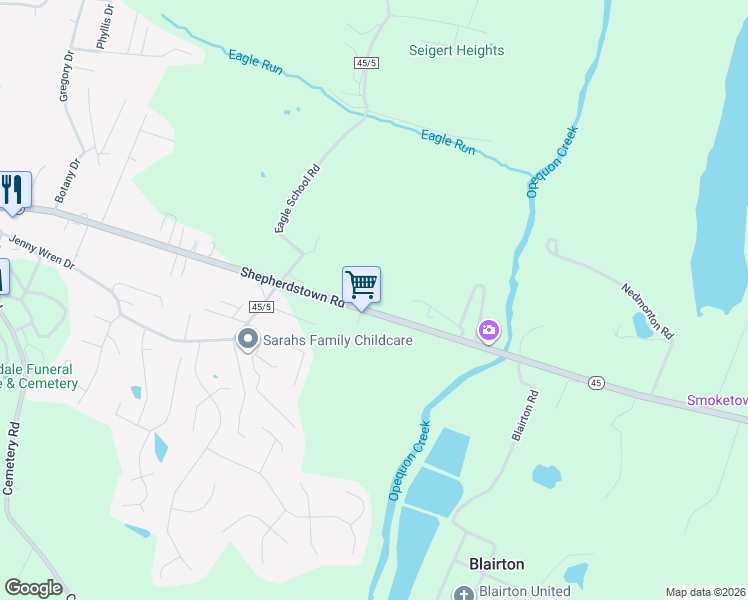 map of restaurants, bars, coffee shops, grocery stores, and more near 1899 Shepherdstown Road in Martinsburg