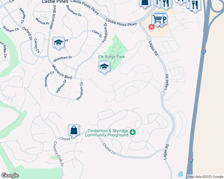 map of restaurants, bars, coffee shops, grocery stores, and more near 6848 Murphy Creek Lane in Castle Rock