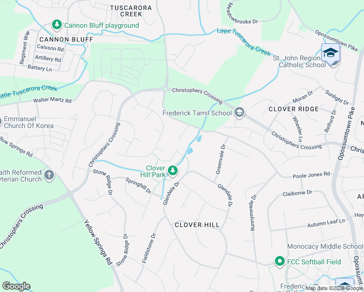 map of restaurants, bars, coffee shops, grocery stores, and more near 8389 Buckeye Court in Frederick