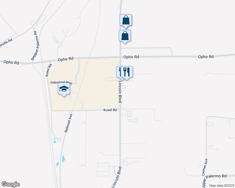 map of restaurants, bars, coffee shops, grocery stores, and more near 6140 Lincoln Boulevard in Oroville