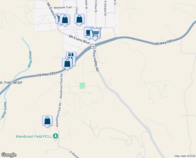 map of restaurants, bars, coffee shops, grocery stores, and more near 13831 County Road 126 in Pine