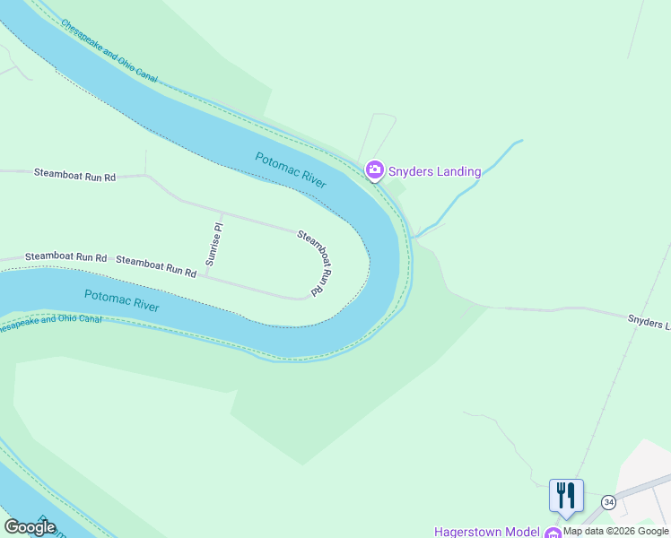 map of restaurants, bars, coffee shops, grocery stores, and more near 1879 Steamboat Run Road in Shepherdstown