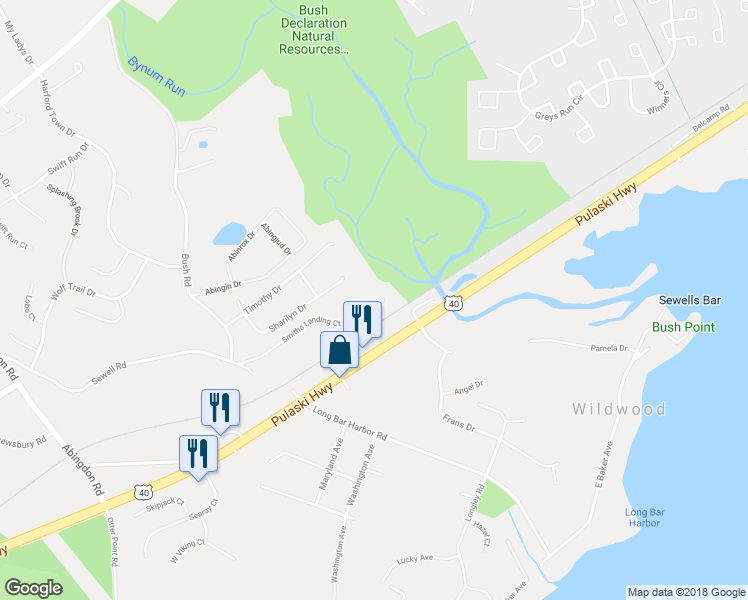 map of restaurants, bars, coffee shops, grocery stores, and more near 4049 Smiths Landing Court in Abingdon