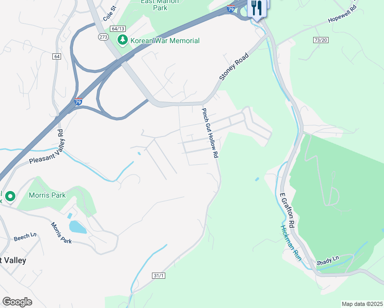 map of restaurants, bars, coffee shops, grocery stores, and more near 18 Dusty Trail in Fairmont