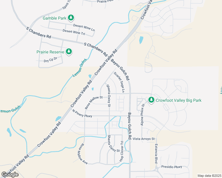 map of restaurants, bars, coffee shops, grocery stores, and more near 13994 Shasta Daisy Street in Parker