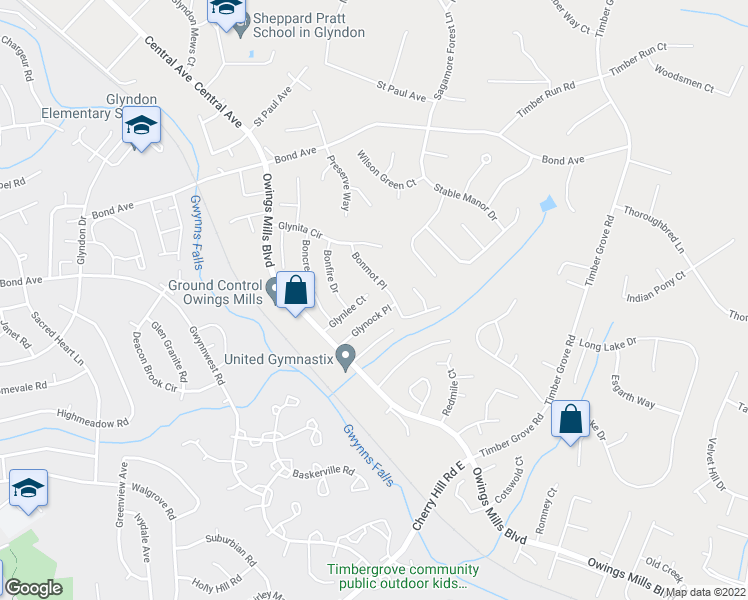 map of restaurants, bars, coffee shops, grocery stores, and more near 653 Glynlee Court in Reisterstown
