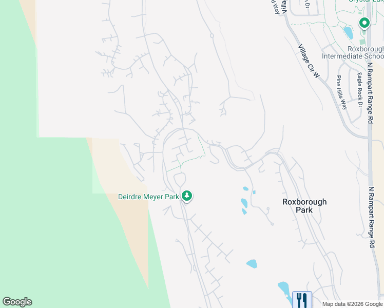 map of restaurants, bars, coffee shops, grocery stores, and more near 10876 Snow Cloud Trail in Littleton