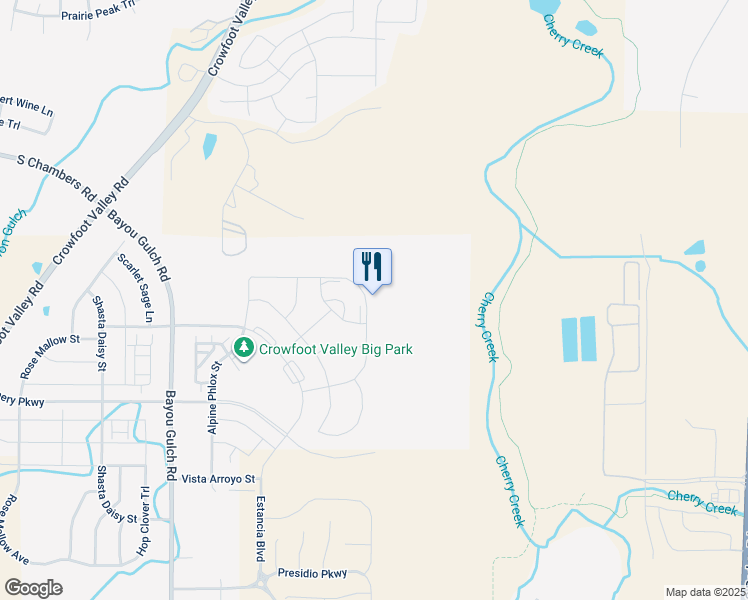 map of restaurants, bars, coffee shops, grocery stores, and more near in Parker