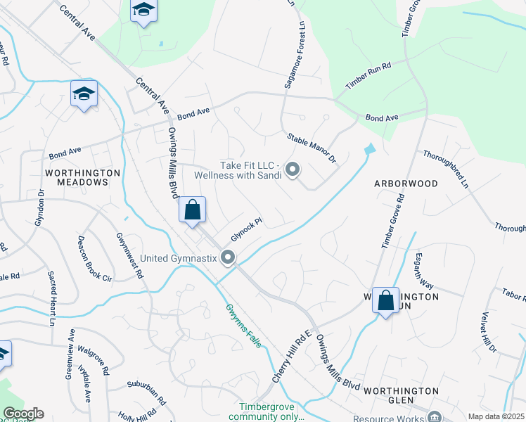 map of restaurants, bars, coffee shops, grocery stores, and more near 12313 Bonmot Place in Reisterstown