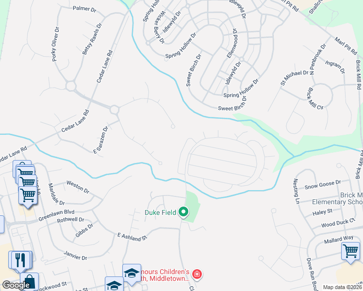 map of restaurants, bars, coffee shops, grocery stores, and more near 136 Boxwood Road in Middletown