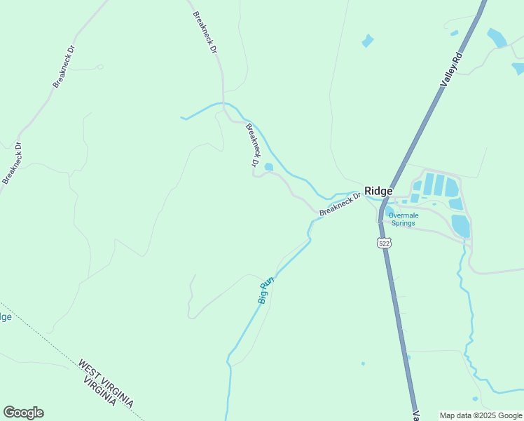map of restaurants, bars, coffee shops, grocery stores, and more near 570 Breakneck Drive in Berkeley Springs