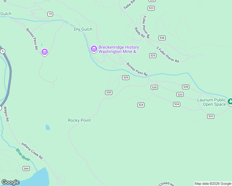 map of restaurants, bars, coffee shops, grocery stores, and more near 3312 County Road 10 in Breckenridge