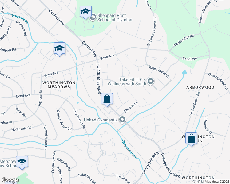 map of restaurants, bars, coffee shops, grocery stores, and more near 12346 Bonfire Drive in Reisterstown