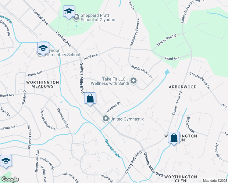 map of restaurants, bars, coffee shops, grocery stores, and more near 12333 Bonmot Place in Reisterstown