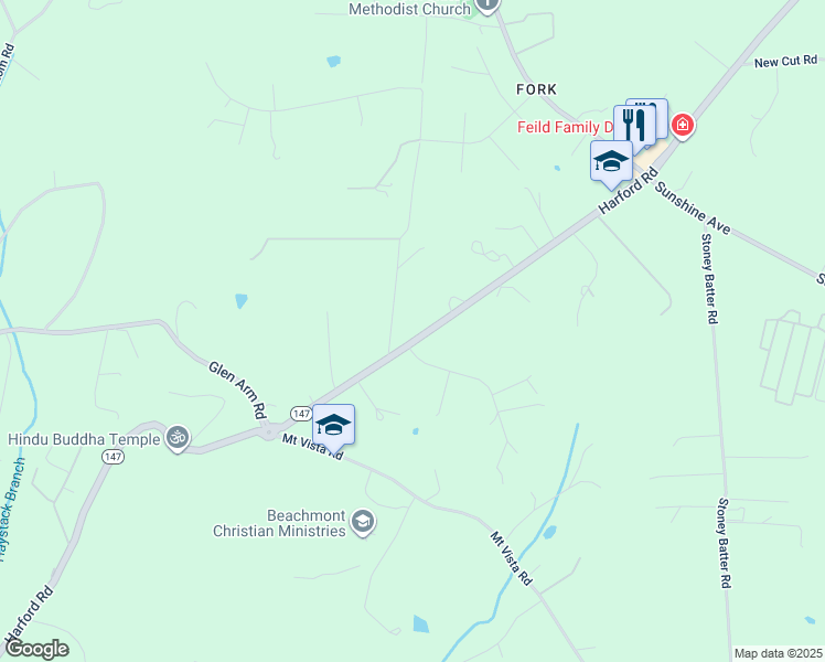 map of restaurants, bars, coffee shops, grocery stores, and more near 12408 Harford Road in Hydes